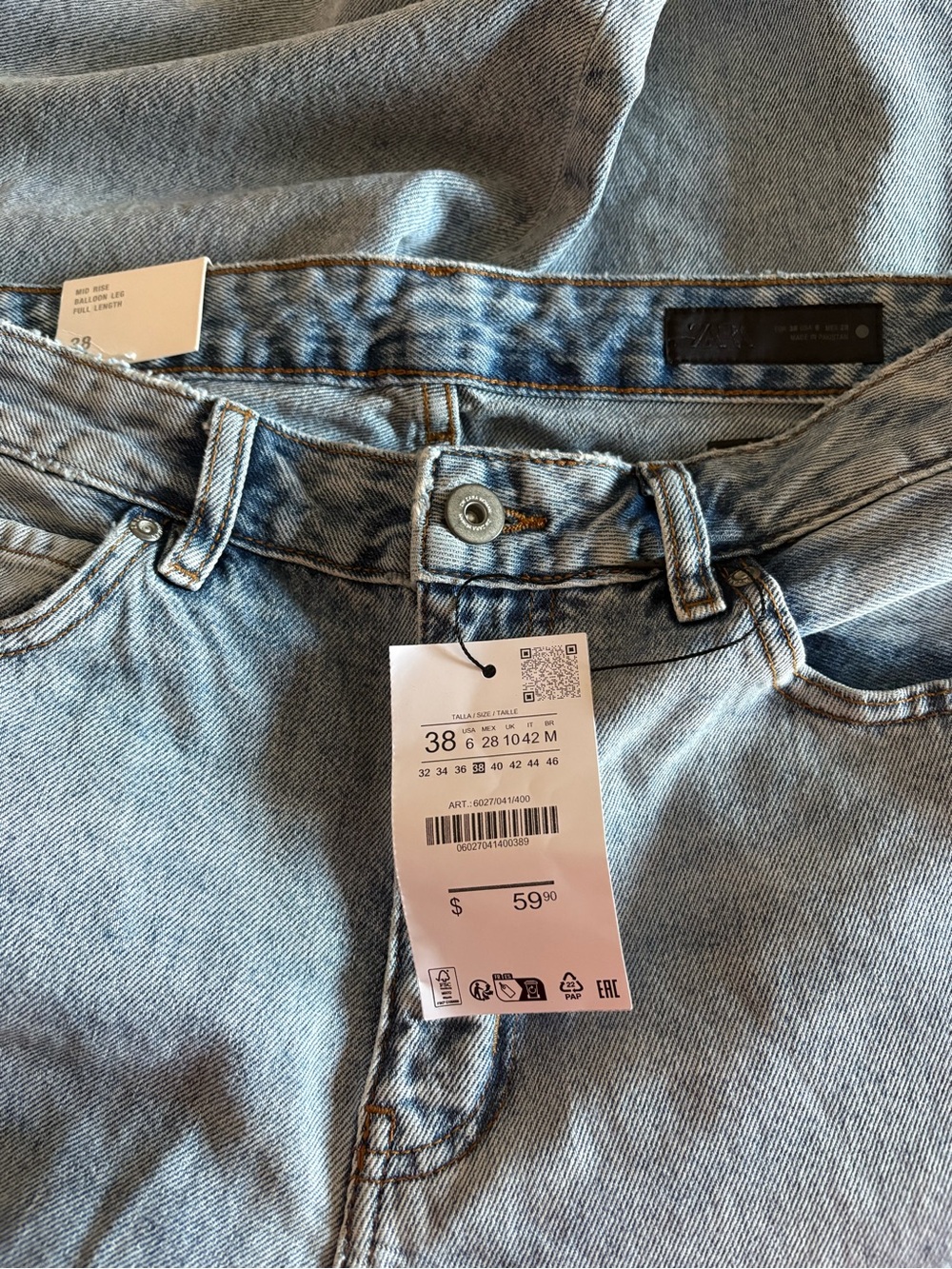 Zara The ZW Cuffed Light Blue Balloon JeansSize 6 - Picture 15 of 16